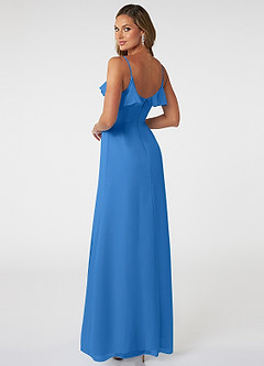 Azazie Natalia Bridesmaid Dresses Blue Jay A-Line Chiffon Dress image4