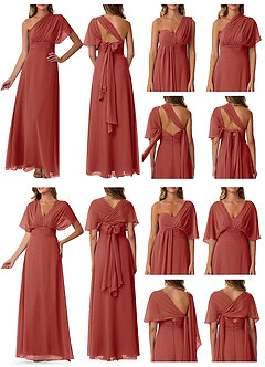Azazie Fifi Bridesmaid Dresses Terracotta A-Line Strapless Chiffon Convertible Dress image10