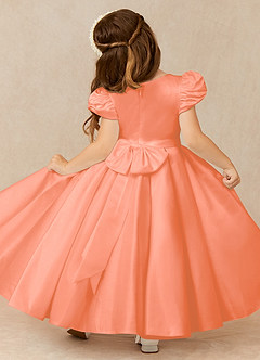 Azazie Jewel Flower Girl Dresses Sunset Ball-Gown Pleated Matte Satin Dress image2