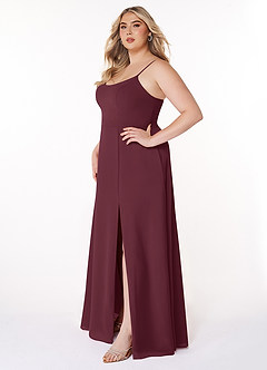 Azazie Moira Brautjungfernkleider A-Linie Schaufel Chiffon Kleid Cabernetrot image10