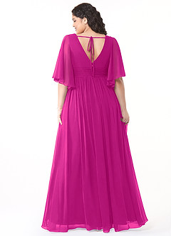 Azazie Temeka Abiti da Damigella Abito A-Line in Chiffon Increspato Fucsia image8