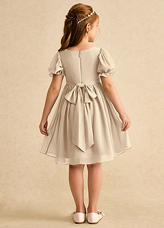 Azazie Jolie Blumenmädchenkleider A-Linie mit ärmel Chiffon Kleid Champagner image2
