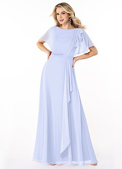 Azazie Aaliyah Modest Bridesmaid Dresses A-Line Scoop Pleated Chiffon Floor-Length Dress image1