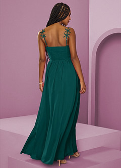 Barbie ♥ Azazie Bridesmaid Dresses Peacock A-Line Pleated Chiffon Dress image14