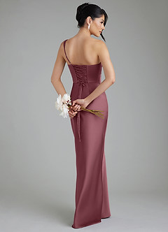 Azazie Sabrina Bridesmaid Dresses Desert Rose Mermaid Corset Stretch Satin Dress image2
