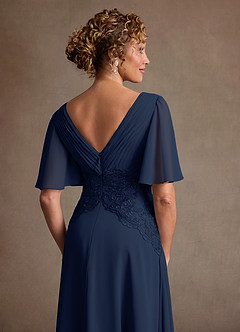 Azazie Milliat Abiti per la Madre della Sposa Abito A-Line in Chiffon Pizzo Marino Scuro image6