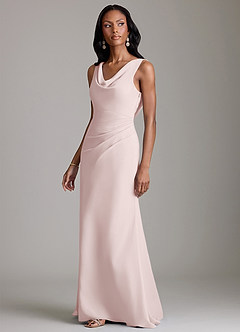 Azazie Linelle Bridesmaid Dresses Blushing Pink Mermaid Pleated Chiffon Dress image6
