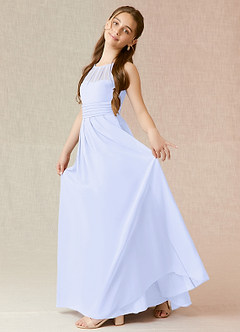 Azazie Bibiane A-Line Pleated Chiffon Floor-Length Junior Bridesmaid Dress image3