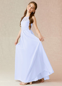 Azazie Bibiane Junior Lavender A-Line Pleated Chiffon Dress image3
