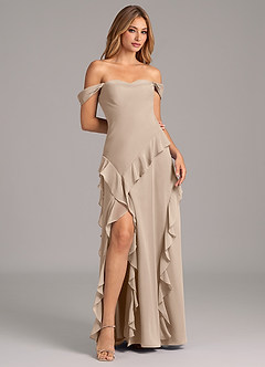 Azazie Sloane Bridesmaid Dresses Taupe A-Line Sweetheart Neckline Chiffon Dress image4