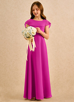 Azazie Kittie Girls Formal Flower Girl Klänningar Klä A-Line i Chiffong image3