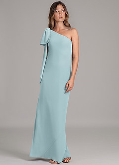 Azazie Capri Bridesmaid Dresses Mist A-Line One Shoulder Chiffon Dress image5