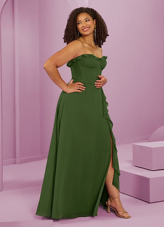 Barbie ♥ Azazie Bridesmaid Dresses Olive A-Line Sweetheart Neckline Chiffon Dress image12