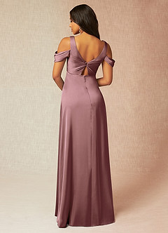 Azazie Rhea Maternity Bridesmaid Dresses A-Line Off-The-Shouler Pleated Stretch Satin Floor-Length Dress image2