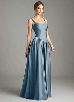 Azazie Evadina Suknie dla druhen Linia A Gorset Satyna elastyczna Do ziemi Sukienka image4