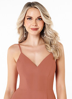 Azazie Lena Brautjungfernkleider A-Linie Spitze Chiffon Kleid Mai Tai image4