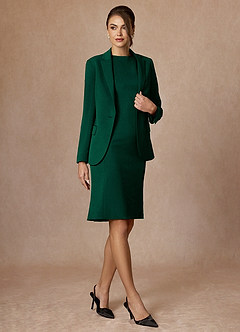front Kennedy Smaragdgrön Strukturerad Stretchklänning
