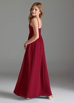 Azazie Alia Junior Burgundy A-Line Pleated Chiffon Dress image5
