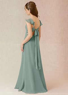 Azazie Everett Junior Silver Sage A-Line Chiffon Dress image4