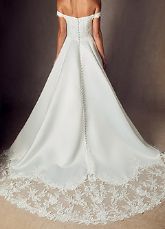 Azazie Kimberlee Wedding Dresses Diamond White Ball-Gown Sweetheart Neckline Lace Dress image10
