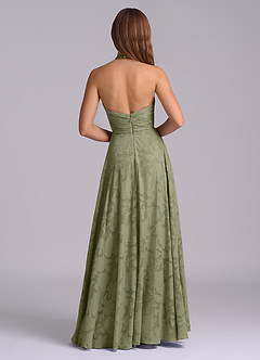Azazie Tessie Bridesmaid Dresses Pistachio A-Line Pleated Floral Burnout Dress image2