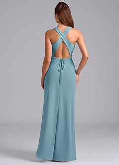 Azazie Evadne Bridesmaid Dresses Moody Blue A-Line Pleated Chiffon Dress image7