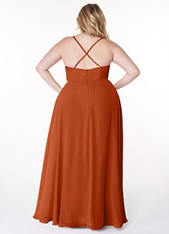 Azazie Naeem Bridesmaid Dresses Burnt Orange A-Line V-Neck Ruffle Chiffon Dress image8