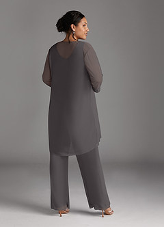 Azazie Frances Mother of the Bride Dresses Steel Grey Jumpsuit/Pantsuit Scoop Mesh Dress image12