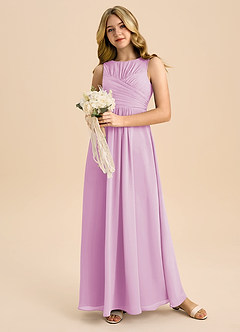 Azazie Skyla Junior Candy Pink A-Line Pleated Chiffon Dress image5