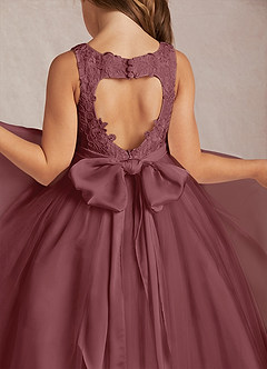 Azazie Calla Flower Girl Dresses Desert Rose Ball-Gown Lace Tulle Dress image4