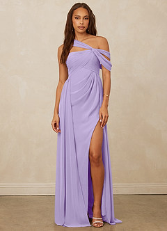 Christian Siriano Bridal for Azazie 1014 Bridesmaid Dresses Lilac A-Line Off the Shoulder Chiffon Dress image4