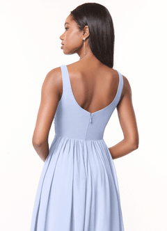 Azazie Keyla Bridesmaid Dresses Ice A-Line V-Neck Pleated Chiffon Dress image4