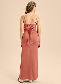 Azazie Mai Junior Salmon Pink A-Line Sweetheart Neckline Stretch Satin Dress image2