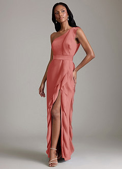 Azazie Venita Suknie dla druhen Osłona Marszczony Szyfon Do ziemi Sukienka image6