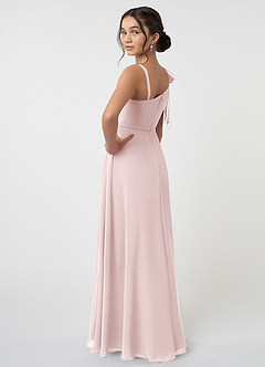 Azazie Aidy Junior Vestido Rosa Corado de Chiffon de Linha A com Arco image4