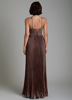 Azazie Micah Robes de demoiselle d'honneur Robe Trapèze Convertible en Satin extensible Corset Ganache image4