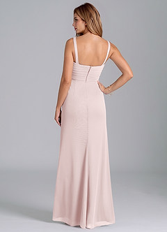 Azazie Micky Bridesmaid Dresses Blushing Pink A-Line Pleated Mesh Dress image6