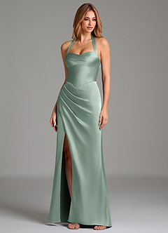 Azazie Serenity Bridesmaid Dresses Agave Mermaid Sweetheart Neckline Stretch Satin Dress image4