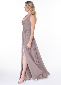 Azazie Jaclyn Bridesmaid Dresses Dusk A-Line Pleated Chiffon Dress image3