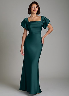 Azazie Lea Bridesmaid Dresses Pine Mermaid Off the Shoulder Stretch Satin Convertible Dress image1