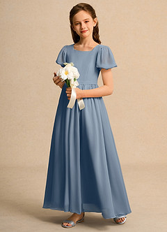 Azazie Lilia Junior Formal Flower Girl Klänningar Klä A-Linje i Chiffong med ärmar image3
