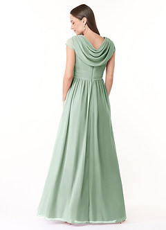 Azazie Organa Brautjungfernkleider A-Linie Plissee Chiffon Kleid Agave image2