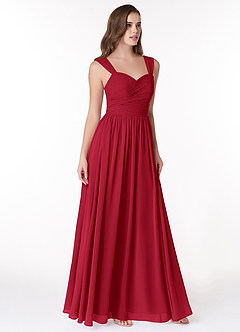Azazie Zapheira Bridesmaid Dresses Scarlet A-Line Ruched Chiffon Dress image4