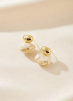Geometric Stone and Oval Studs
