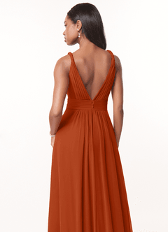 Azazie Maren Brautjungfernkleider A-Linie Plissee Chiffon Kleid Gebranntes Orange image5