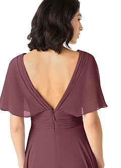Azazie Pamela Bridesmaid Dresses Sangria A-Line V-Neck Pleated Chiffon Dress image5