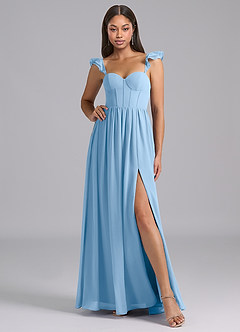 Azazie Denisse Suknie dla druhen Linia A Marszczony Szyfon Do ziemi Sukienka image5