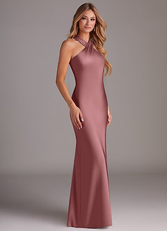 Azazie Doretta Robes de demoiselle d'honneur Robe Sirène en Satin extensible Plissée Améthyste image3