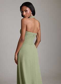 Azazie Clarisa Bridesmaid Dresses Pistachio A-Line Pleated Chiffon Dress image4