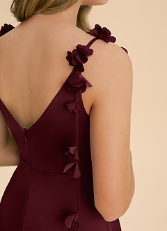 Azazie Gumdrop Junior Cabernet Empire Pleated Stretch Satin Dress image6